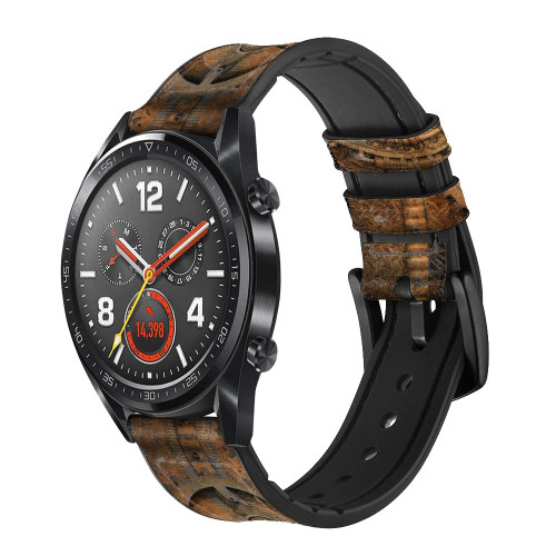CA0704 Clock Gear Steampunk Smart Watch Armband aus Silikon und Leder für Wristwatch Smartwatch