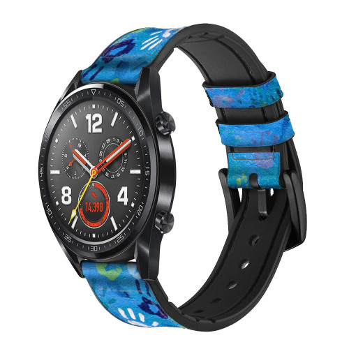 CA0706 Hand Print Smart Watch Armband aus Silikon und Leder für Wristwatch Smartwatch