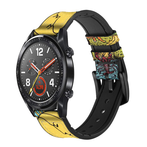 CA0733 Tarot Card Moon Smart Watch Armband aus Silikon und Leder für Wristwatch Smartwatch
