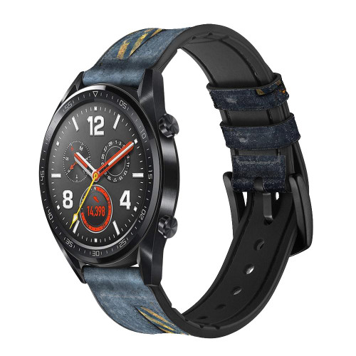 CA0736 Danger Radioactive Smart Watch Armband aus Silikon und Leder für Wristwatch Smartwatch