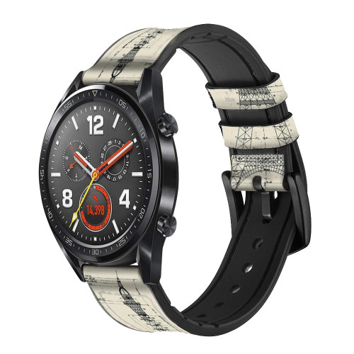 CA0769 Eiffel Architectural Drawing Smart Watch Armband aus Silikon und Leder für Wristwatch Smartwatch