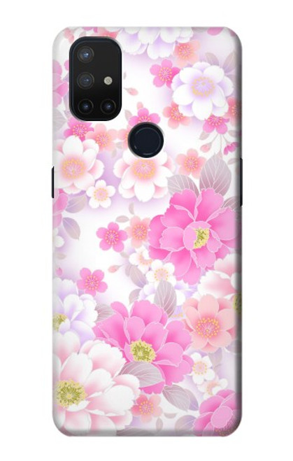 W3036 Pink Sweet Flower Flora Hülle Schutzhülle Taschen und Leder Flip für OnePlus Nord N10 5G