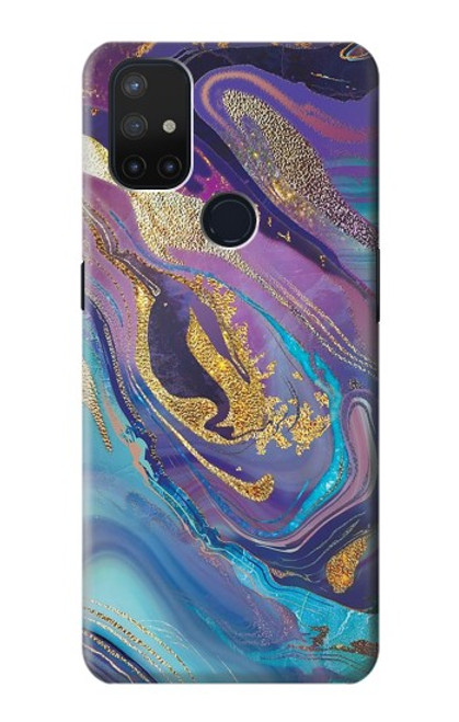 W3676 Colorful Abstract Marble Stone Hülle Schutzhülle Taschen und Leder Flip für OnePlus Nord N10 5G