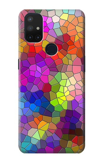 W3677 Colorful Brick Mosaics Hülle Schutzhülle Taschen und Leder Flip für OnePlus Nord N10 5G