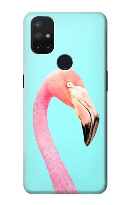 W3708 Pink Flamingo Hülle Schutzhülle Taschen und Leder Flip für OnePlus Nord N10 5G