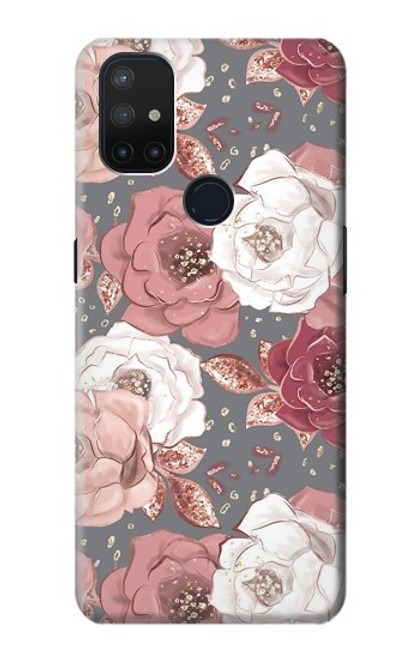 W3716 Rose Floral Pattern Hülle Schutzhülle Taschen und Leder Flip für OnePlus Nord N10 5G