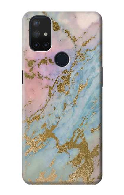 W3717 Rose Gold Blue Pastel Marble Graphic Printed Hülle Schutzhülle Taschen und Leder Flip für OnePlus Nord N10 5G