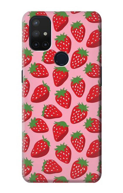 W3719 Strawberry Pattern Hülle Schutzhülle Taschen und Leder Flip für OnePlus Nord N10 5G