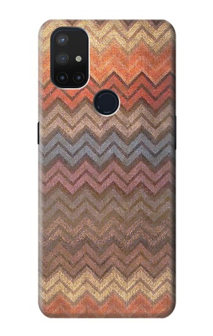 W3752 Zigzag Fabric Pattern Graphic Printed Hülle Schutzhülle Taschen und Leder Flip für OnePlus Nord N10 5G