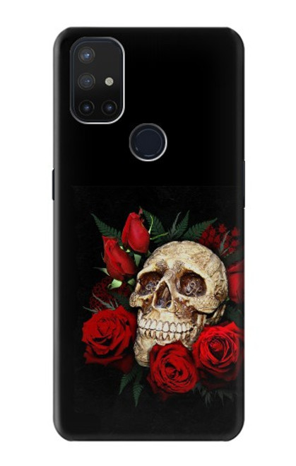 W3753 Dark Gothic Goth Skull Roses Hülle Schutzhülle Taschen und Leder Flip für OnePlus Nord N10 5G