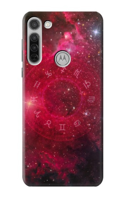 W3368 Zodiac Red Galaxy Hülle Schutzhülle Taschen und Leder Flip für Motorola Moto G8