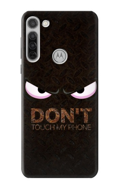 W3412 Do Not Touch My Phone Hülle Schutzhülle Taschen und Leder Flip für Motorola Moto G8