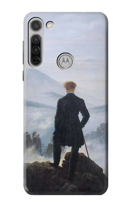 W3789 Wanderer above the Sea of Fog Hülle Schutzhülle Taschen und Leder Flip für Motorola Moto G8