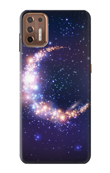 W3324 Crescent Moon Galaxy Hülle Schutzhülle Taschen und Leder Flip für Motorola Moto G9 Plus