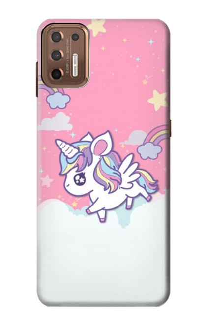 W3518 Unicorn Cartoon Hülle Schutzhülle Taschen und Leder Flip für Motorola Moto G9 Plus