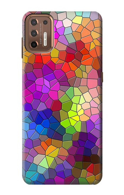 W3677 Colorful Brick Mosaics Hülle Schutzhülle Taschen und Leder Flip für Motorola Moto G9 Plus