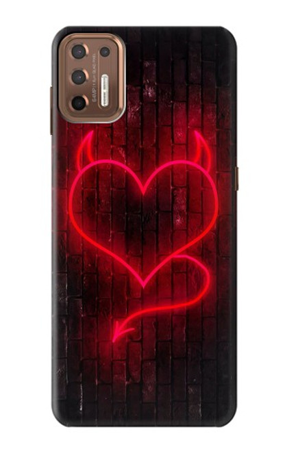 W3682 Devil Heart Hülle Schutzhülle Taschen und Leder Flip für Motorola Moto G9 Plus