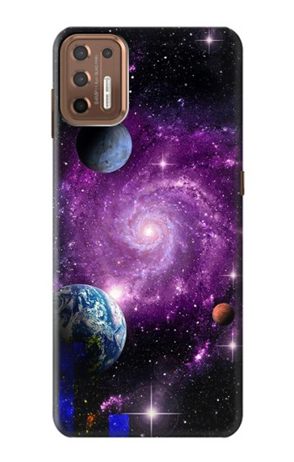 W3689 Galaxy Outer Space Planet Hülle Schutzhülle Taschen und Leder Flip für Motorola Moto G9 Plus