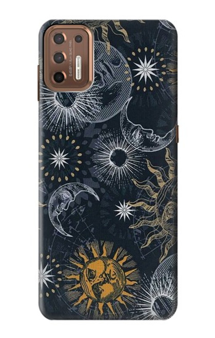 W3702 Moon and Sun Hülle Schutzhülle Taschen und Leder Flip für Motorola Moto G9 Plus