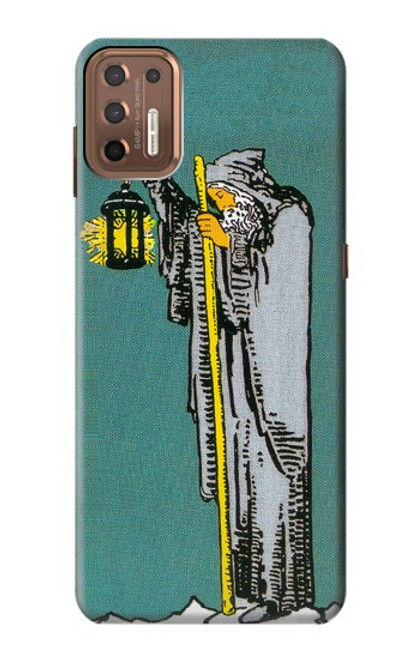 W3741 Tarot Card The Hermit Hülle Schutzhülle Taschen und Leder Flip für Motorola Moto G9 Plus