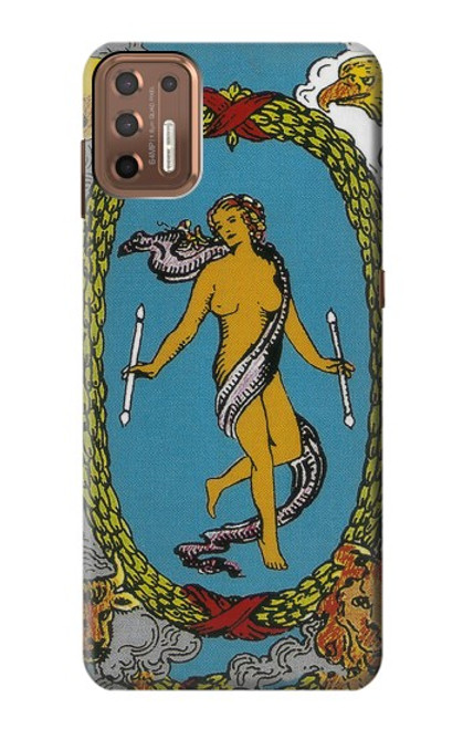 W3746 Tarot Card The World Hülle Schutzhülle Taschen und Leder Flip für Motorola Moto G9 Plus