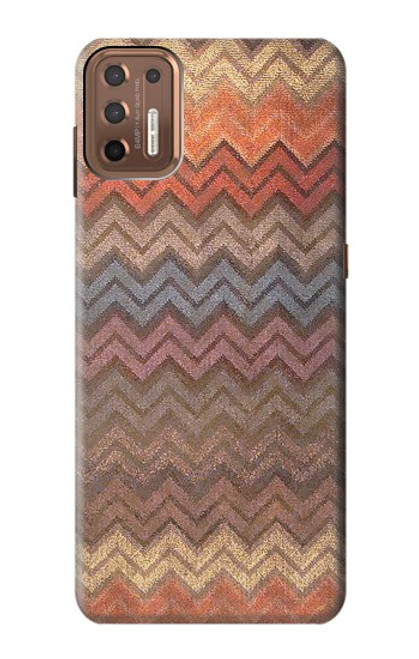 W3752 Zigzag Fabric Pattern Graphic Printed Hülle Schutzhülle Taschen und Leder Flip für Motorola Moto G9 Plus