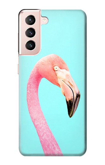 W3708 Pink Flamingo Hülle Schutzhülle Taschen und Leder Flip für Samsung Galaxy S21 5G