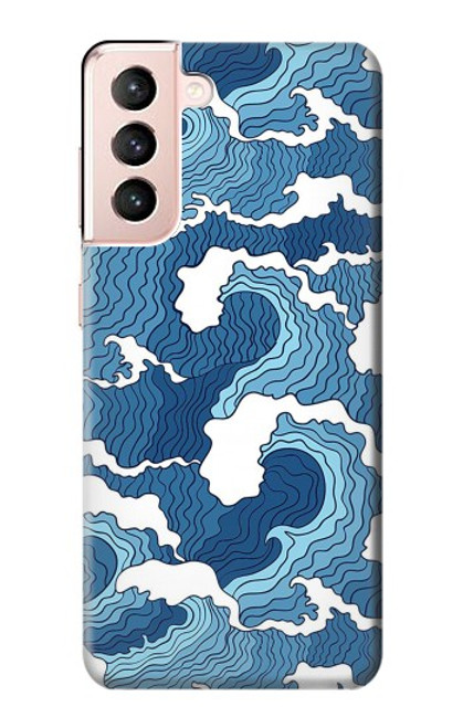 W3751 Wave Pattern Hülle Schutzhülle Taschen und Leder Flip für Samsung Galaxy S21 5G