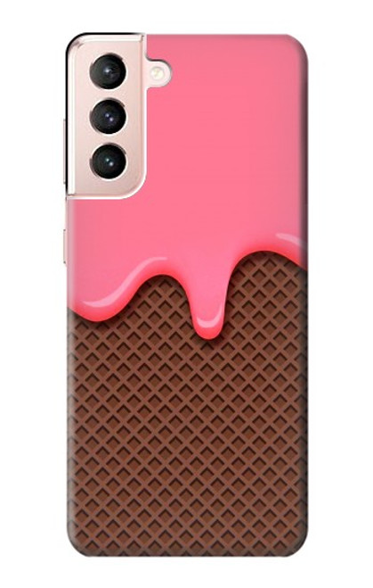 W3754 Strawberry Ice Cream Cone Hülle Schutzhülle Taschen und Leder Flip für Samsung Galaxy S21 5G