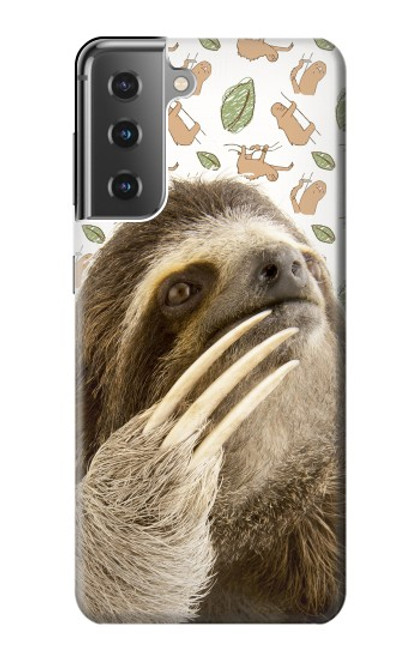 W3559 Sloth Pattern Hülle Schutzhülle Taschen und Leder Flip für Samsung Galaxy S21 Plus 5G, Galaxy S21+ 5G