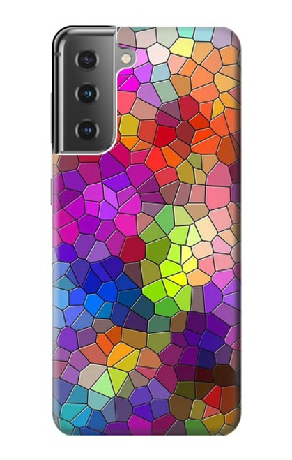 W3677 Colorful Brick Mosaics Hülle Schutzhülle Taschen und Leder Flip für Samsung Galaxy S21 Plus 5G, Galaxy S21+ 5G