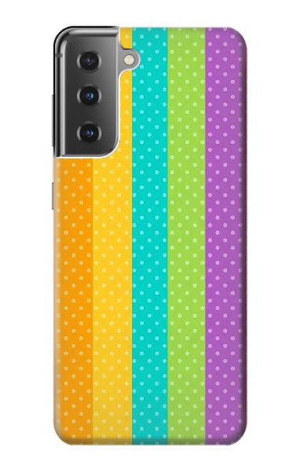 W3678 Colorful Rainbow Vertical Hülle Schutzhülle Taschen und Leder Flip für Samsung Galaxy S21 Plus 5G, Galaxy S21+ 5G