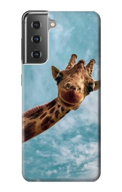 W3680 Cute Smile Giraffe Hülle Schutzhülle Taschen und Leder Flip für Samsung Galaxy S21 Plus 5G, Galaxy S21+ 5G
