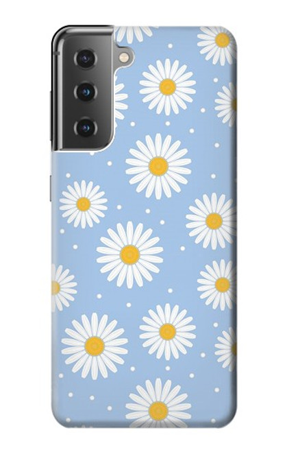W3681 Daisy Flowers Pattern Hülle Schutzhülle Taschen und Leder Flip für Samsung Galaxy S21 Plus 5G, Galaxy S21+ 5G