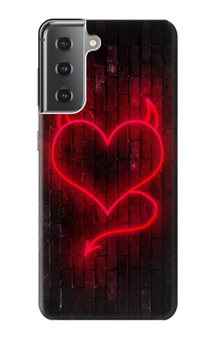 W3682 Devil Heart Hülle Schutzhülle Taschen und Leder Flip für Samsung Galaxy S21 Plus 5G, Galaxy S21+ 5G