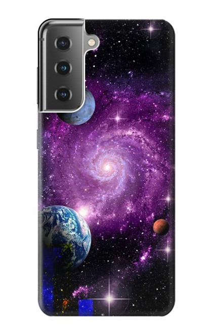 W3689 Galaxy Outer Space Planet Hülle Schutzhülle Taschen und Leder Flip für Samsung Galaxy S21 Plus 5G, Galaxy S21+ 5G