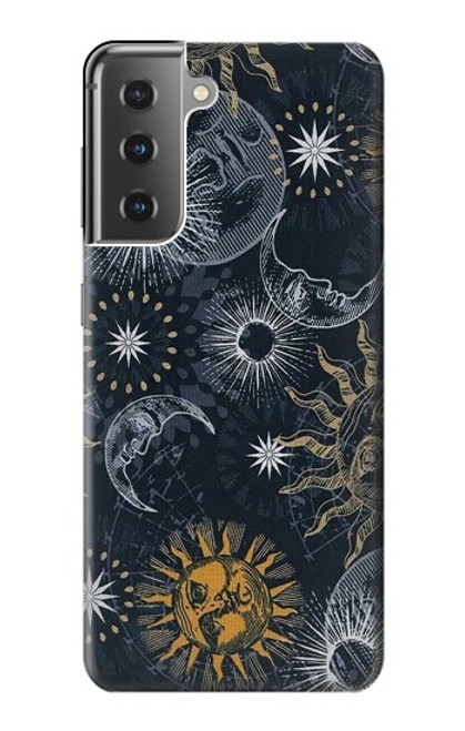 W3702 Moon and Sun Hülle Schutzhülle Taschen und Leder Flip für Samsung Galaxy S21 Plus 5G, Galaxy S21+ 5G