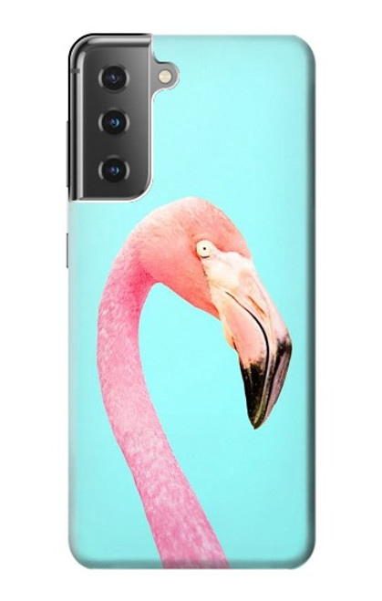 W3708 Pink Flamingo Hülle Schutzhülle Taschen und Leder Flip für Samsung Galaxy S21 Plus 5G, Galaxy S21+ 5G