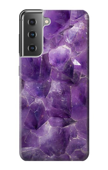W3713 Purple Quartz Amethyst Graphic Printed Hülle Schutzhülle Taschen und Leder Flip für Samsung Galaxy S21 Plus 5G, Galaxy S21+ 5G
