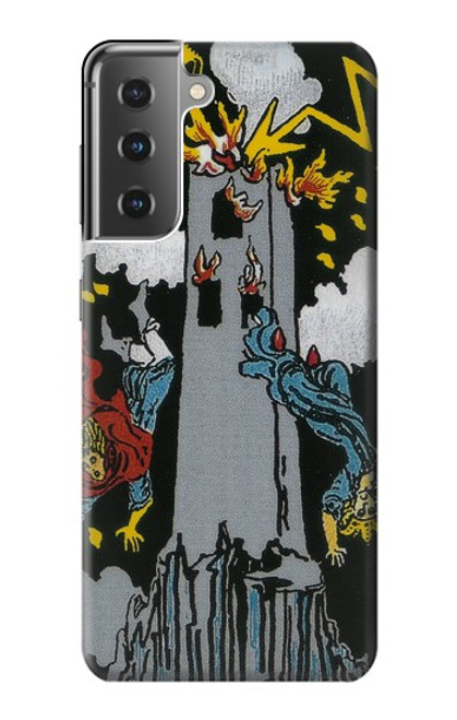 W3745 Tarot Card The Tower Hülle Schutzhülle Taschen und Leder Flip für Samsung Galaxy S21 Plus 5G, Galaxy S21+ 5G