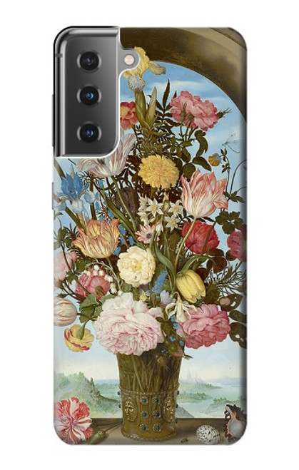 W3749 Vase of Flowers Hülle Schutzhülle Taschen und Leder Flip für Samsung Galaxy S21 Plus 5G, Galaxy S21+ 5G