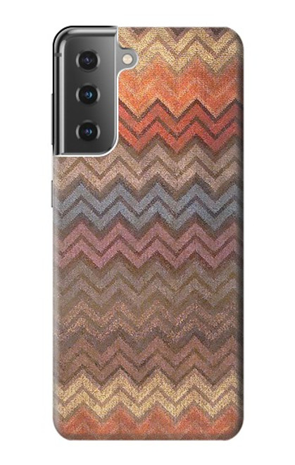 W3752 Zigzag Fabric Pattern Graphic Printed Hülle Schutzhülle Taschen und Leder Flip für Samsung Galaxy S21 Plus 5G, Galaxy S21+ 5G