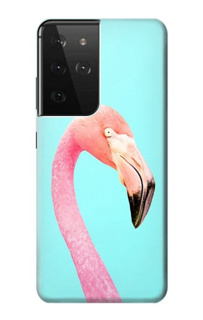 W3708 Pink Flamingo Hülle Schutzhülle Taschen und Leder Flip für Samsung Galaxy S21 Ultra 5G