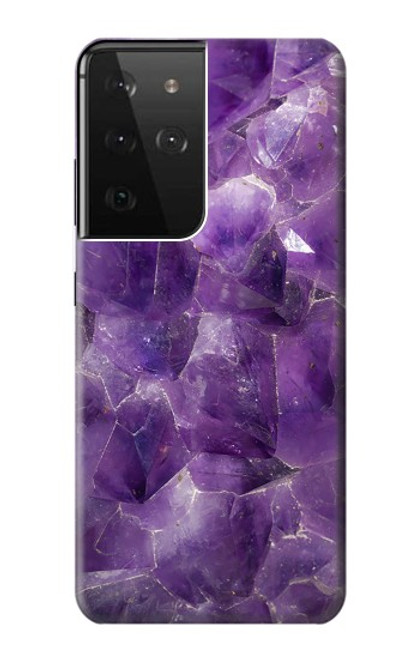 W3713 Purple Quartz Amethyst Graphic Printed Hülle Schutzhülle Taschen und Leder Flip für Samsung Galaxy S21 Ultra 5G