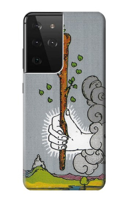 W3723 Tarot Card Age of Wands Hülle Schutzhülle Taschen und Leder Flip für Samsung Galaxy S21 Ultra 5G