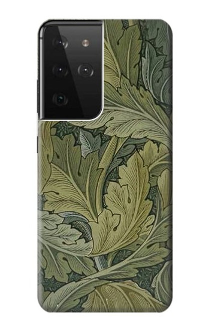 W3790 William Morris Acanthus Leaves Hülle Schutzhülle Taschen und Leder Flip für Samsung Galaxy S21 Ultra 5G