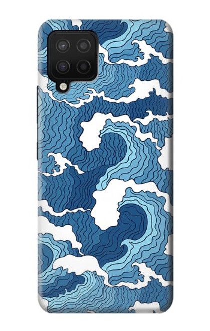 W3751 Wave Pattern Hülle Schutzhülle Taschen und Leder Flip für Samsung Galaxy A12