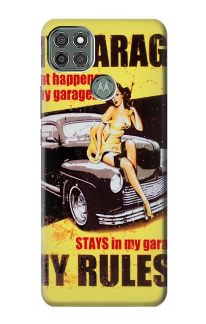 W3198 My Garage Pinup Girl Hülle Schutzhülle Taschen und Leder Flip für Motorola Moto G9 Power