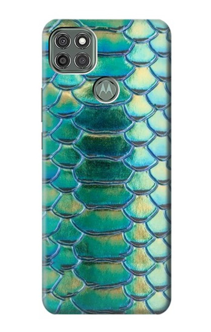 W3414 Green Snake Scale Graphic Print Hülle Schutzhülle Taschen und Leder Flip für Motorola Moto G9 Power