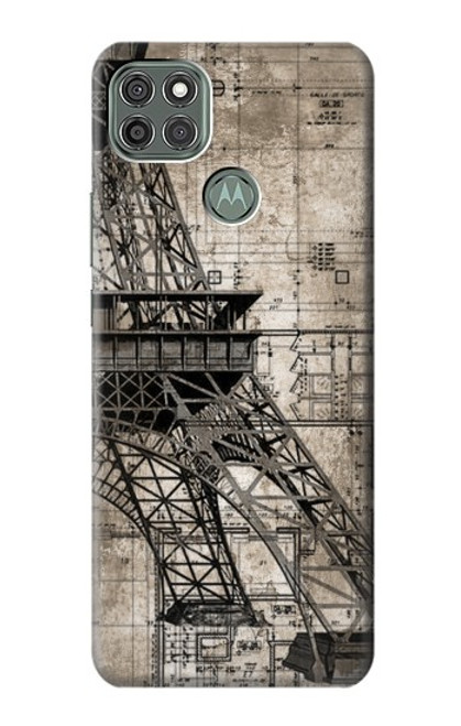 W3416 Eiffel Tower Blueprint Hülle Schutzhülle Taschen und Leder Flip für Motorola Moto G9 Power